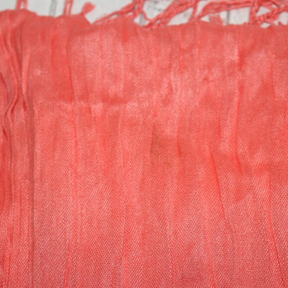 🍑 Beautiful Peach Coral Rayon Scarf – 24" × 64" Soft Drape · Feminine Hue · - Picture 2 of 6